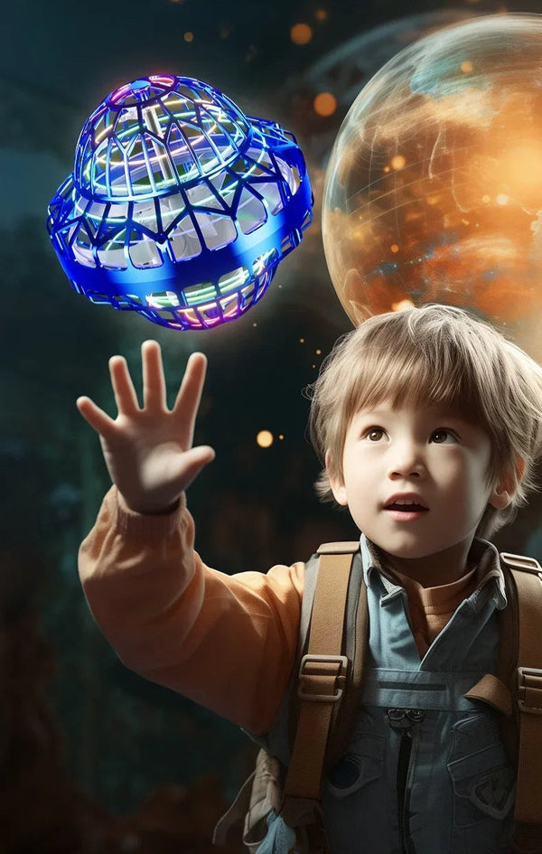 Hand-Operated UFO Flying Ball Toy –  Hovering Drone with LED Lights, Boomerang Effect, Perfect Christmas Gift for Kids