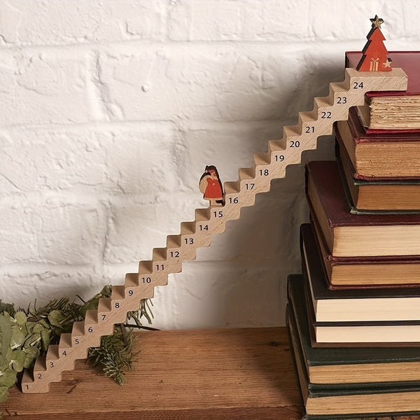 Santa Advent Calendar – 24-Day Wooden Christmas Countdown with English Text, Tabletop Holiday Decor for Parties, Homes, and Festive Displays