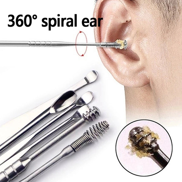 Stainless Steel Ear Wax Remover 6Pcs Cleaner Tool Set