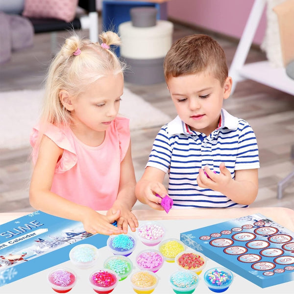 Christmas Advent Calendar 24 Days Crystal Mud Blind Box - Christmas Countdown Toy for Children