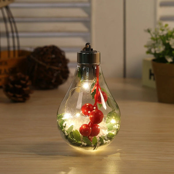 Christmas LED Bulb Ornaments – Transparent Ball Tree Décor for Festive Charm & Perfect Holiday Gifts