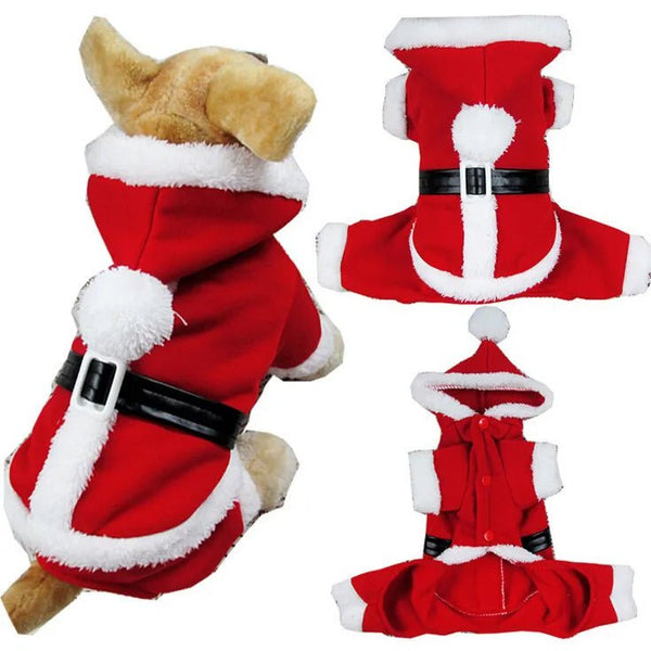 Christmas Santa Suit for Dogs – Cozy Hooded Christmas Outfit for Festive Four-Legged Friends