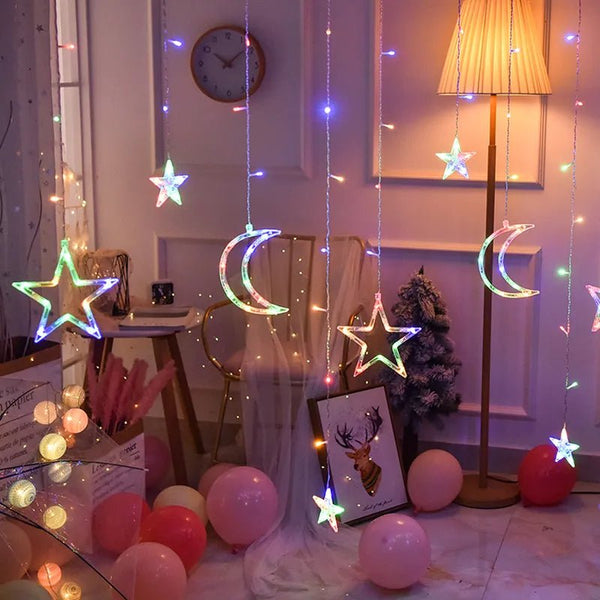 Christmas String Lights - LED Star Curtain  Fairy String Lights Christmas Decoration