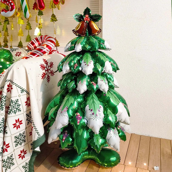 Festive Standing Christmas Tree Balloon – Shimmering Aluminum Film Decoration for Holiday Parties & Cheerful Home Décor