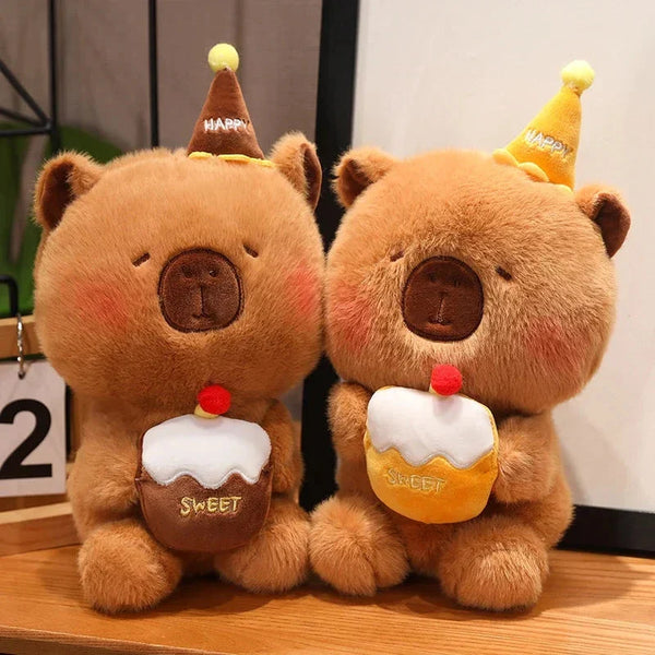 Capybara & Bear Happy Birthday Cake Plushies