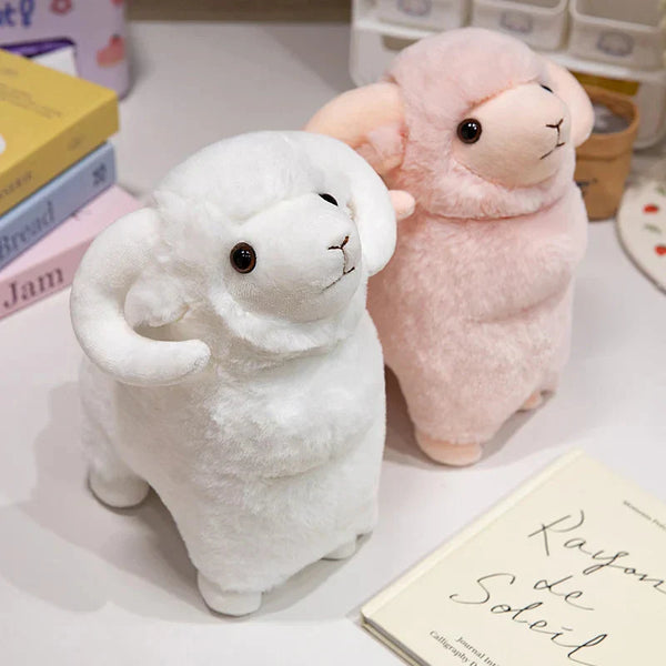 Fluffy Pink White Sheep Ram Plushies