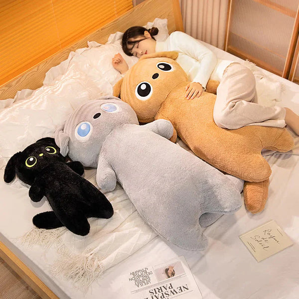 Giant Kawaii Ginger Black Gray Doll-Shape Dog Plushies