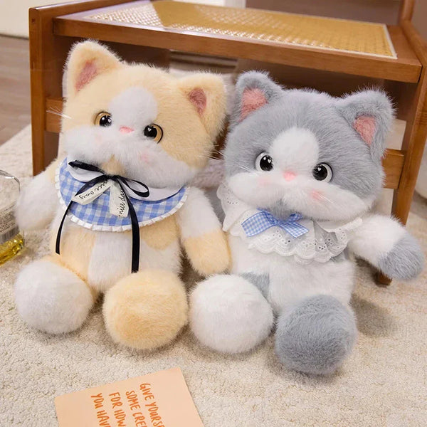 Kawaii Cat Plush Family with Collar