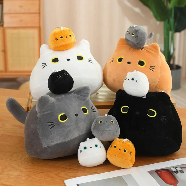 Kawaii Chunky Cat Plushies with Kittens