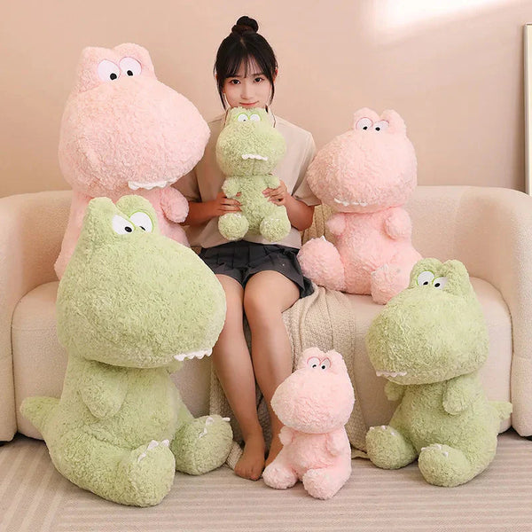 Kawaii Goofy Green Pink Dinosaur Plushies