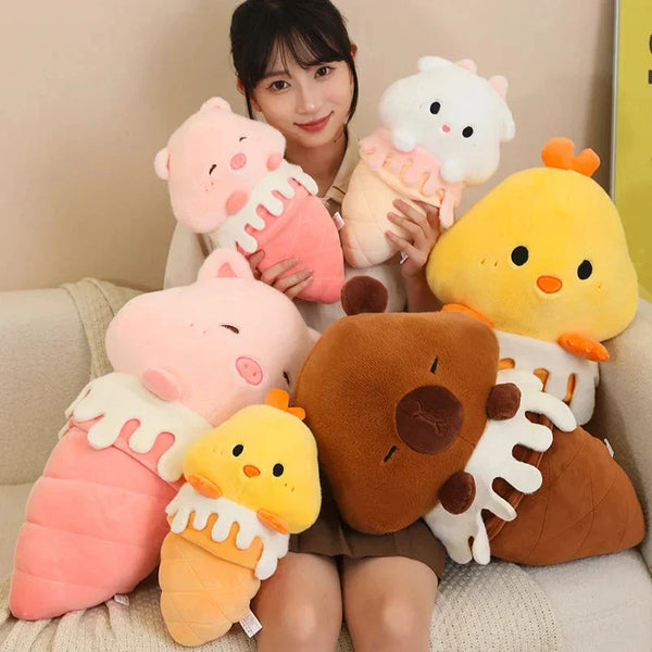 Kawaii Ice Cream Pig Capybara Chick Sheep Plushie