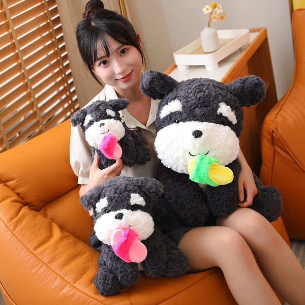 Kawaii Sooty the Black Fluffy Dog with Slipper Plushie
