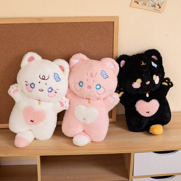 Kawaii Starry Fluffy Cat Heart Plushies