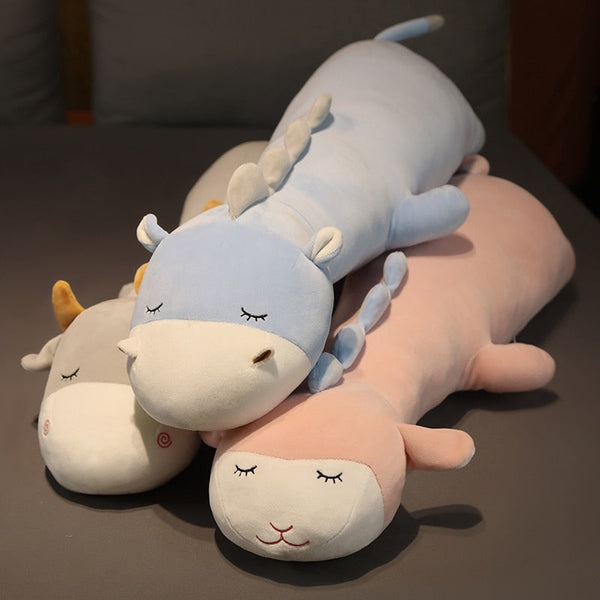 Long Cuddly Hippo Cow Sheep Plushies