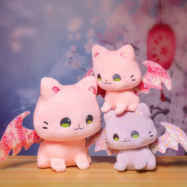 Luna & Solis the Kawaii Sakura Cats with Wings Plushies