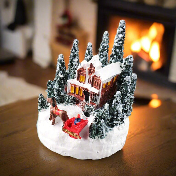 LED Christmas Village Miniature Set – Snowy Resin Houses for Festive Home Décor & Delightful Gifts for Kids & Friends