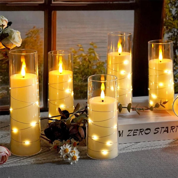 LED Flameless Candles – Battery-Powered Acrylic Lights for Wedding, Halloween & Christmas Décor
