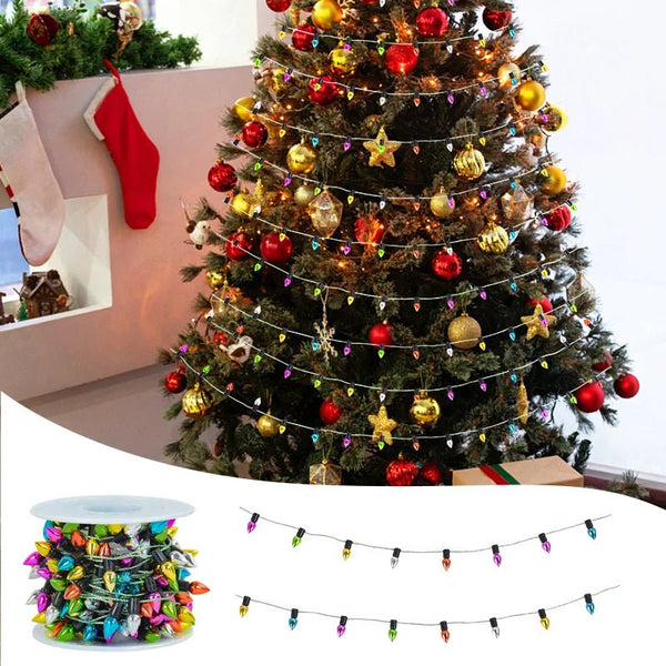 Mini Colorful Christmas Bulb String Garland – Festive Home & Tree Decorations for Christmas & New Year Magic