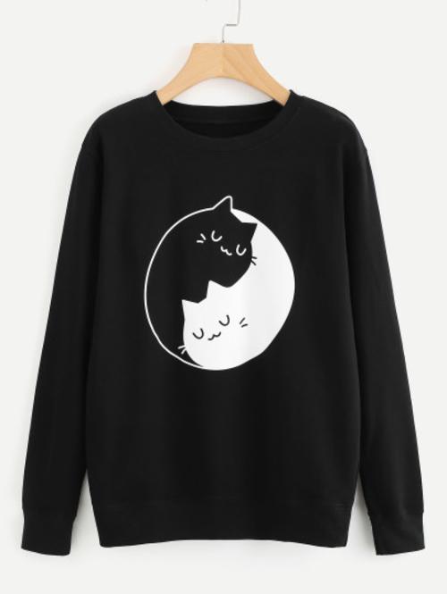 Yin and Yang Cat Sweatshirt