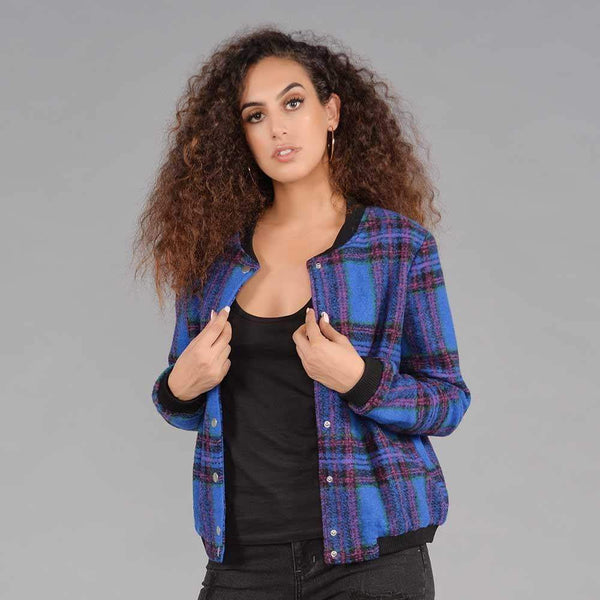 Plaid Print Bomber Jacket