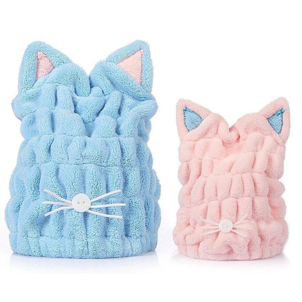 Cute Cat Ears Hair-drying Towel Bath Cap