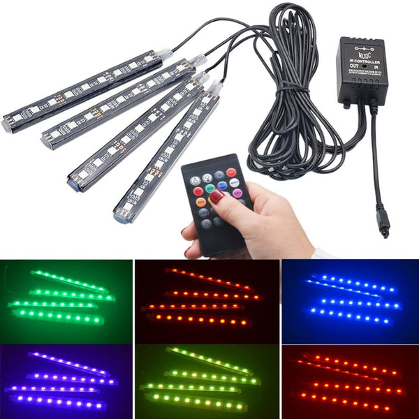 Car RGB LED Strip Light Wireless Remote and Voice Control