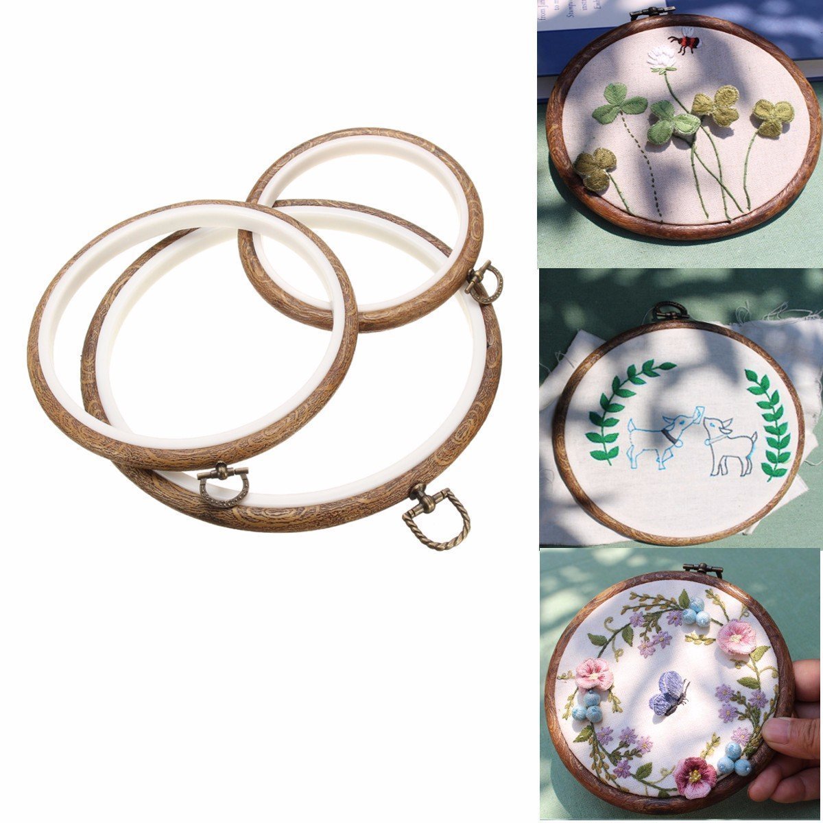 3 Pieces Vintage Embroidery Hoops