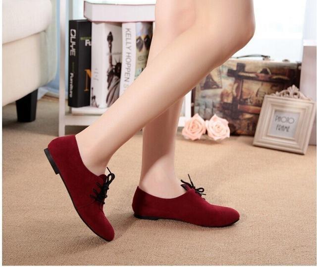 Casual Women Shoes Women  Leather lace-Up Flat Shoes