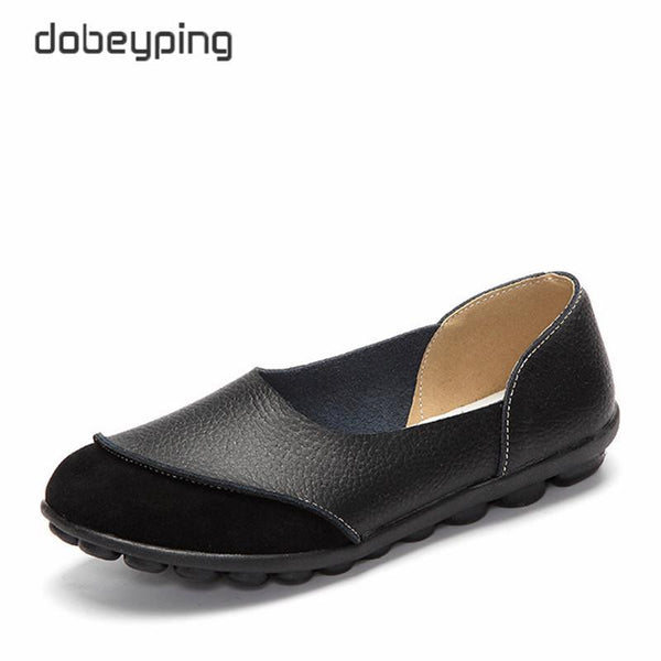 New Women's Casual Shoes Soft Genuine Leather Female Flats Non-Slip Woman Loafers