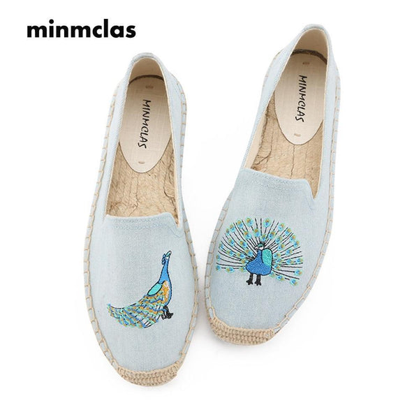 New Fashion Lovely Cat Comfortable Blue Stripe Womens Casual Espadrilles Shoes