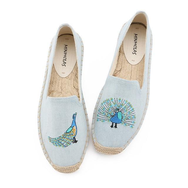New Fashion Lovely Cat Comfortable Blue Stripe Womens Casual Espadrilles Shoes