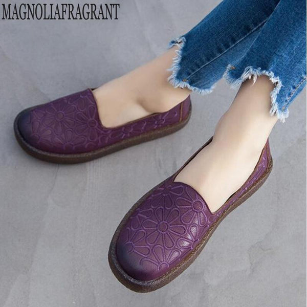 Genuine Leather Loafers Women Casual Shoes