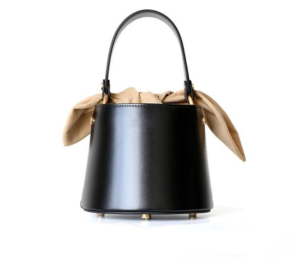 MANSURSTUDIOS genuine leather bucket bag women real leather  shoulder bag