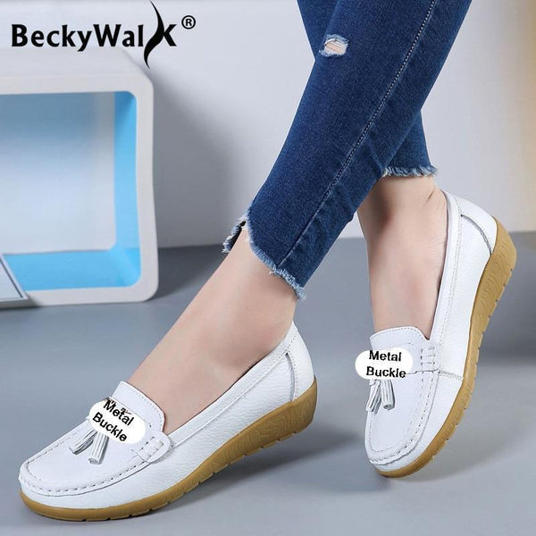 women shoes women flats genuine leather loafers casual ladies shoes