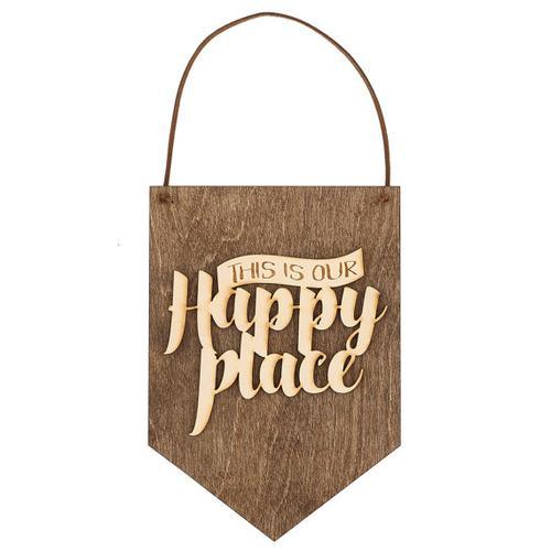 "This is Our Happy Place" Laser Cut Wood Wall Hang