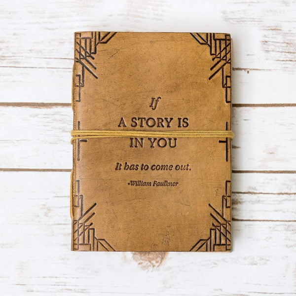 "If A Story" Handmade Blonde Leather Journal