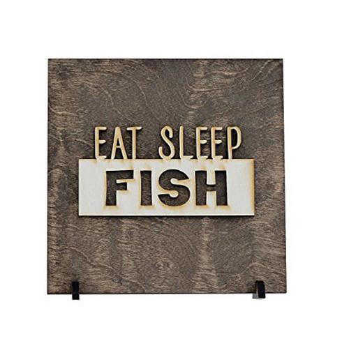 "Eat Sleep Fish" Laser Cut Wooden Sign