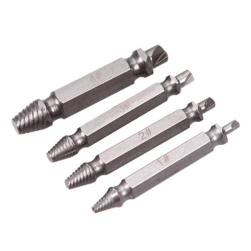 Damaged Stripped Screw Extractor 4Pcs/set Double Side Drill Bits