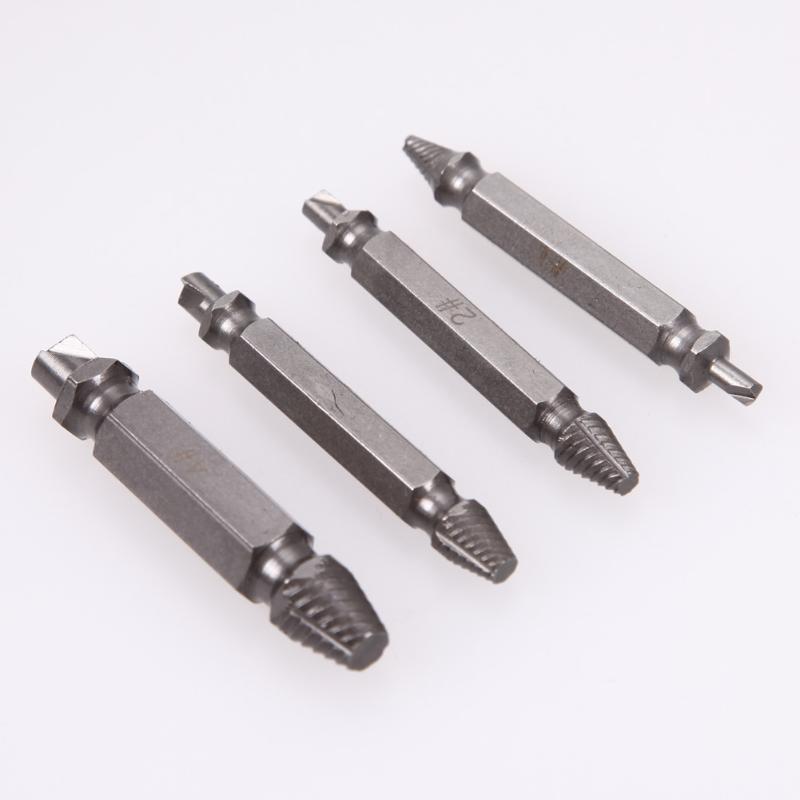 Damaged Stripped Screw Extractor 4Pcs/set Double Side Drill Bits