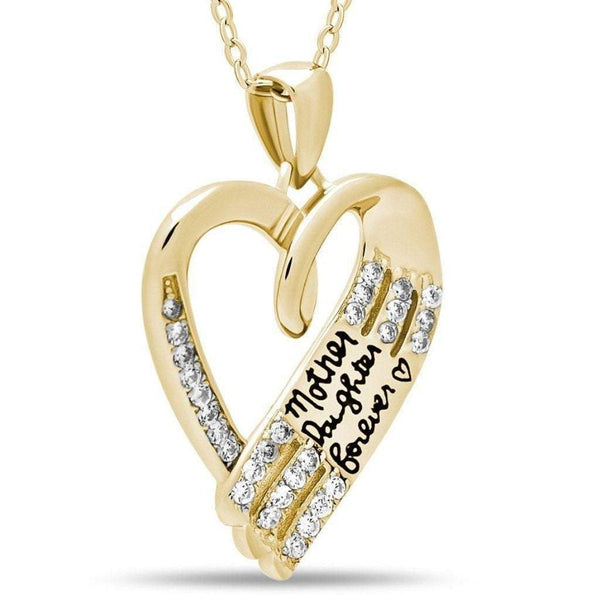 Mother Daughter Necklace, 925 Sterling Silver, 14K Gold Plated
