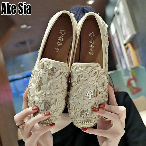 New Women Mujer Casual Hemp Straw Weavs Knitted Canvas Female Shoes