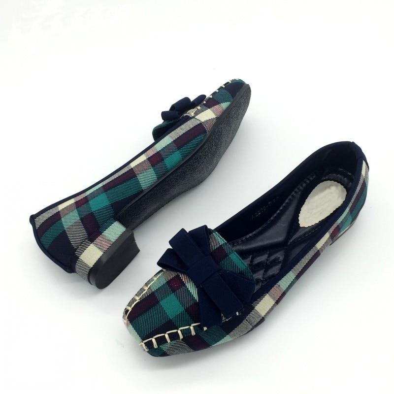 England Style Gingham Women Casual Loafers