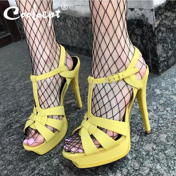 Genuine Leather High Heel Sandals Women Heels