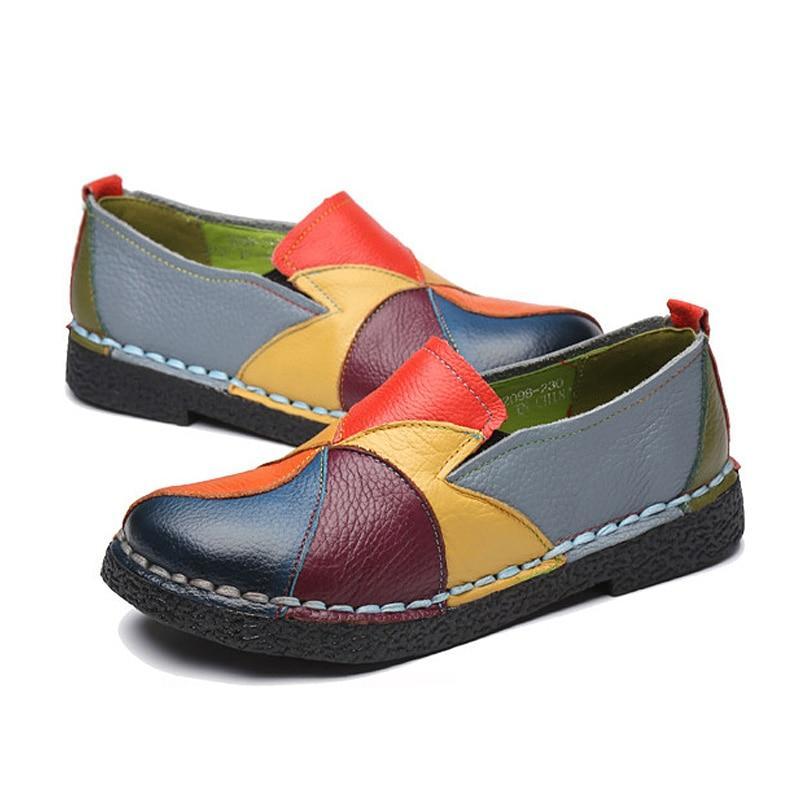 Designer Leather Shoes Women Flats Slip On  Loafers