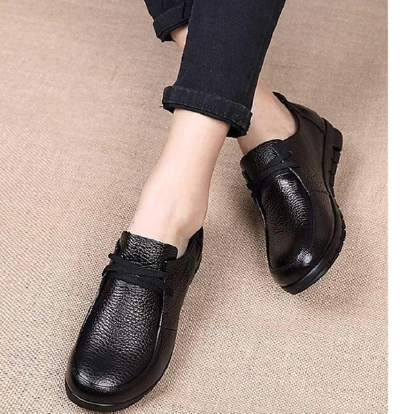 Designer Women Ballet Flats Black Genuine Leather Loafers