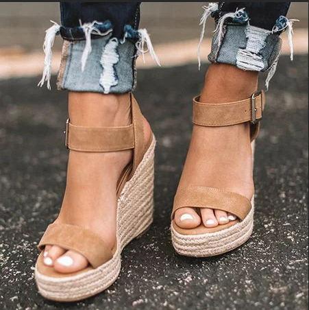 Women High Platform Heels Cozy Shoes Open Toe Elevator Wedge Sandal