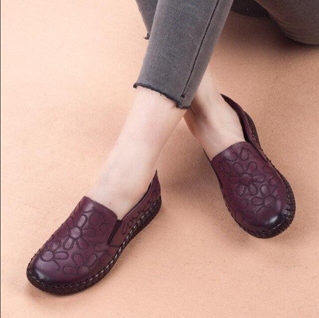 Fashion Genuine Leather Flat Shoes Women Loafers
