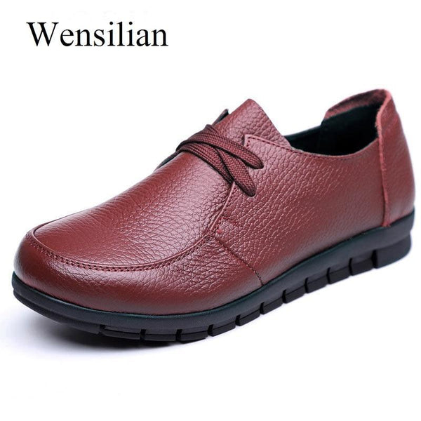 Flat Shoes Women Ladies Moccasins Soft Genuine Leather Shoes