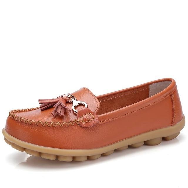 Flat shoes woman tassel fringe solid color loafers