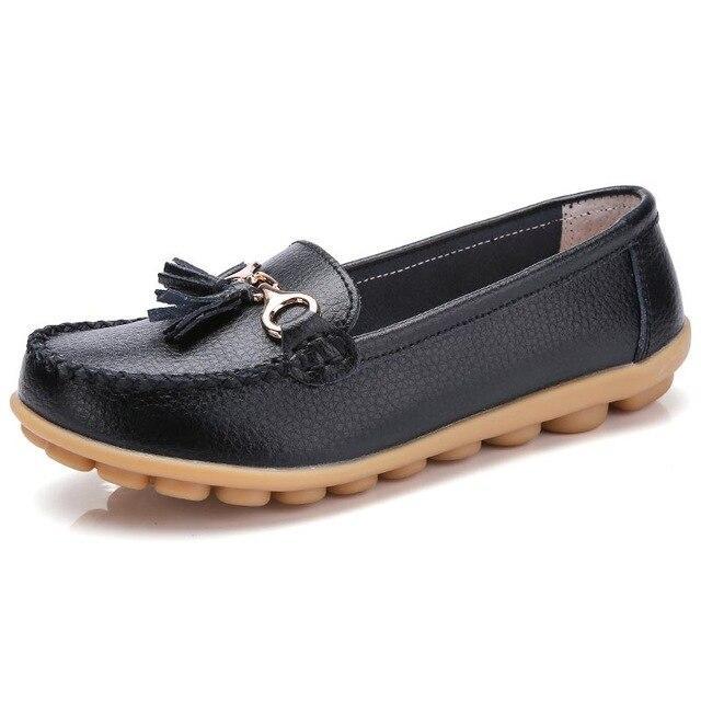 Flat shoes woman tassel fringe solid color loafers